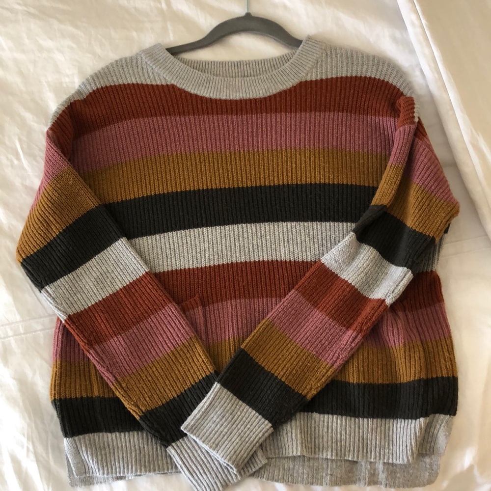 Madewell stripped sweater with pockets